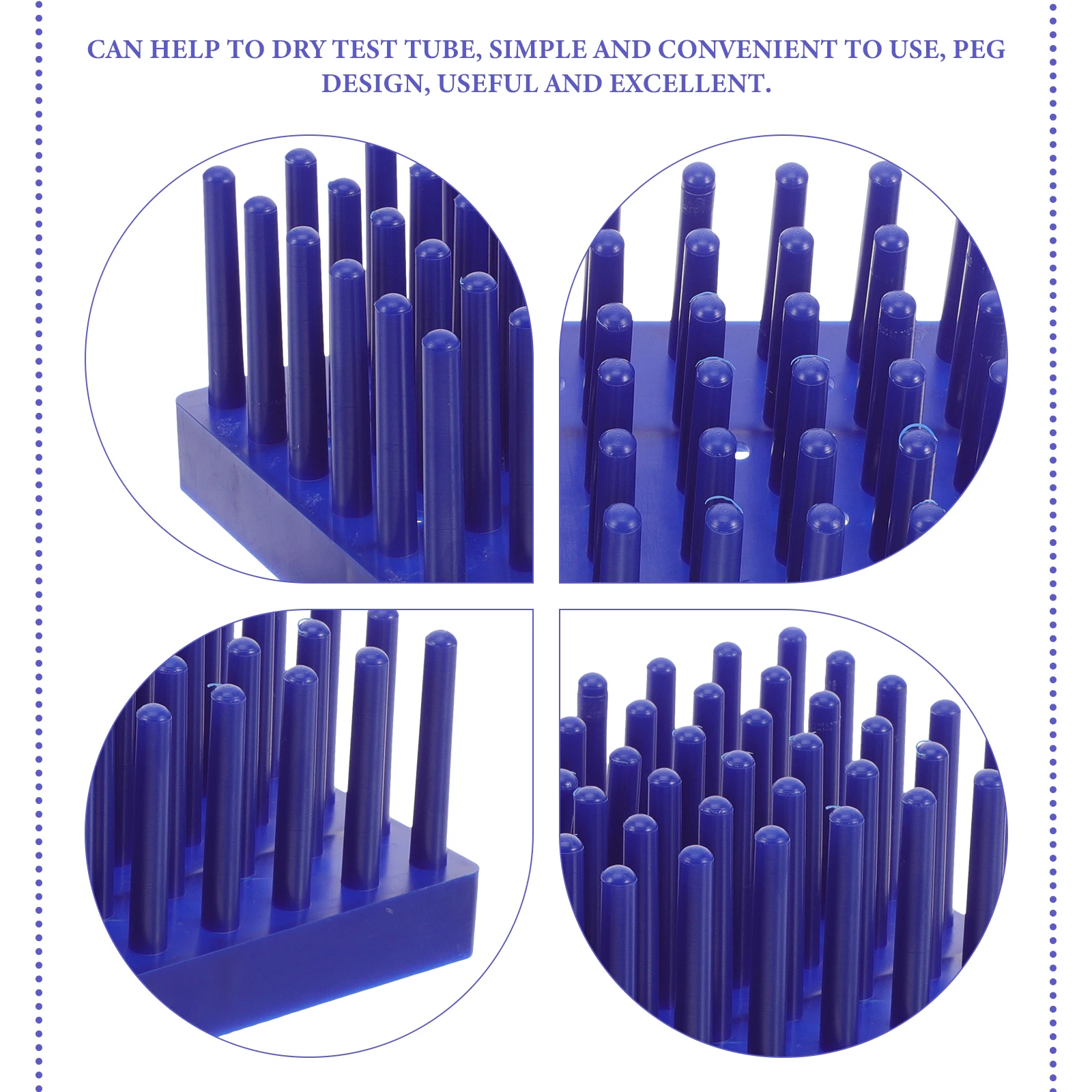 Zijolierek Reageerbuis Handmatige houder Labglaswerk Blauw Verstelbare kunststof reageerbuizen Droogrek Peg Design Opslagstandaard