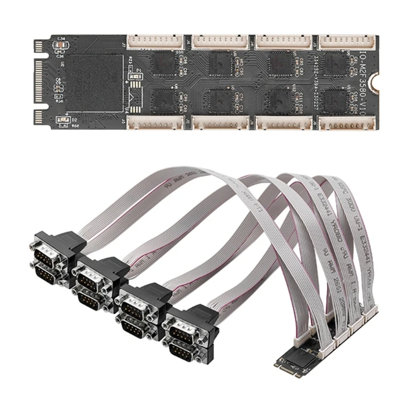 NEW M2- to 8 Port RS232 Serial Expansion Card Riser- Adapter Support M2 NVME B+M Keys High-Performance Chip EXAR 17V358-WDL