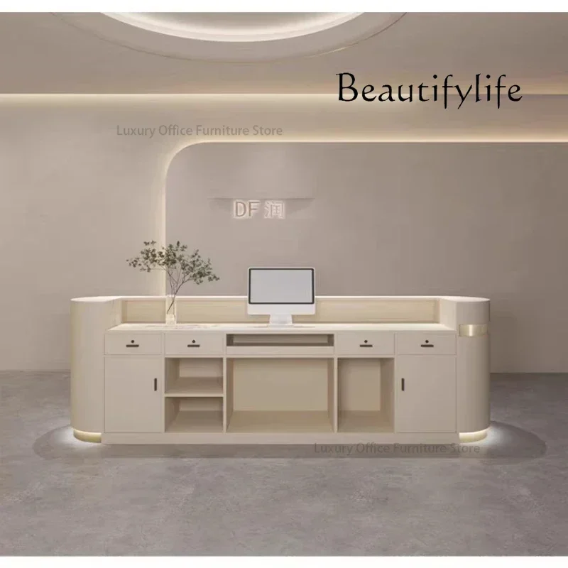 

Роскошные современные стойки регистрации в скандинавском кремовом стиле, роскошная стойка для салона красоты, центр помощи клиента, мебель Ontvangstbalie