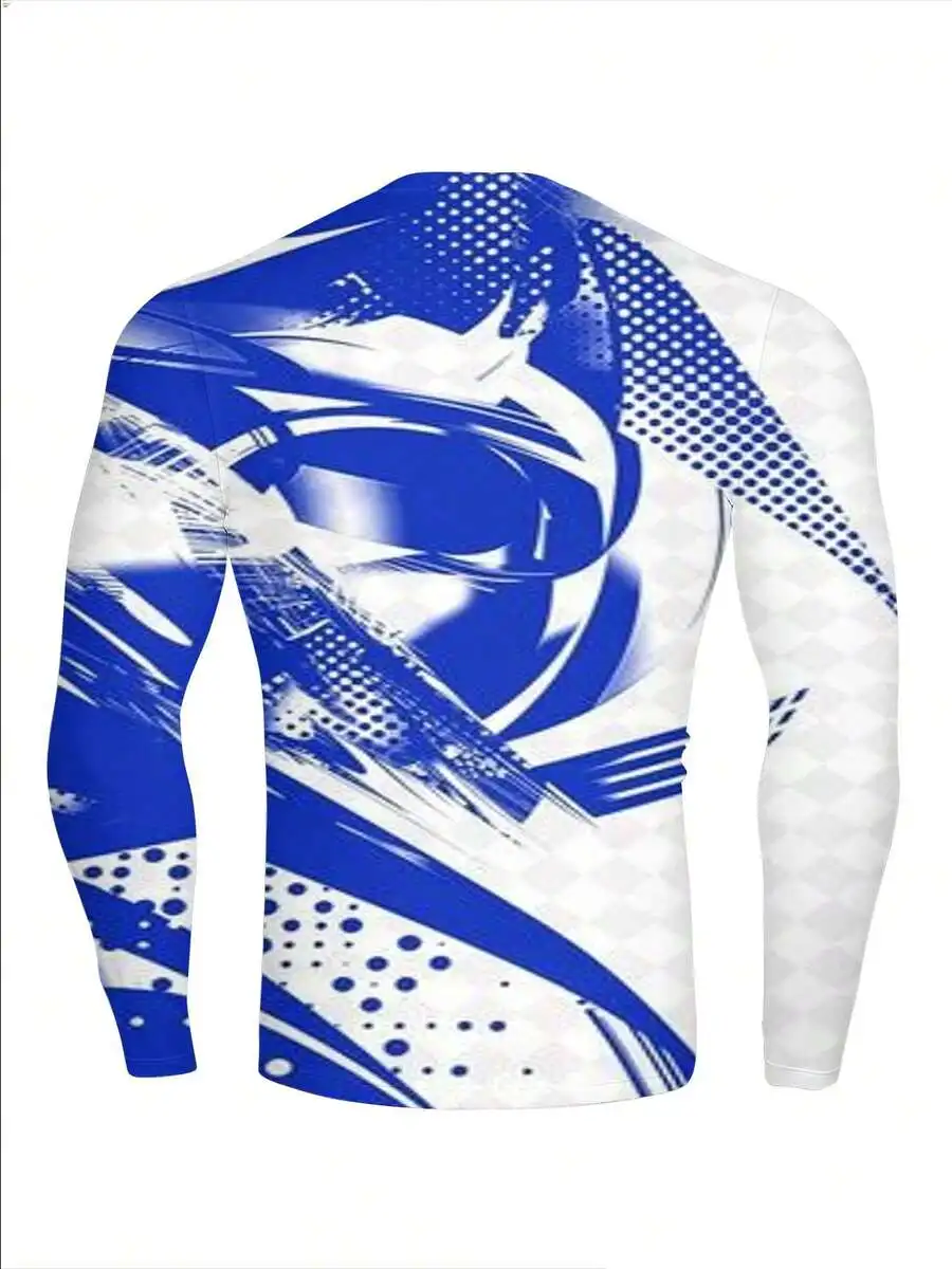 

3D Printed Mens Crew Neck Long Sleeve Compression Shirt