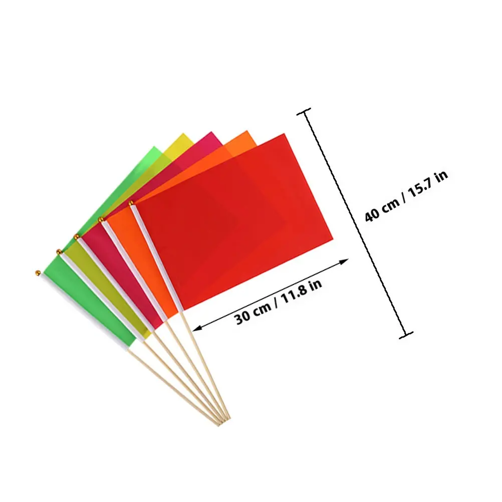 10Pcs Construction Marking Flags Polyester Wooden Poles Yard Lawn Garden Irrigation Surveying Utility Marker Flags
