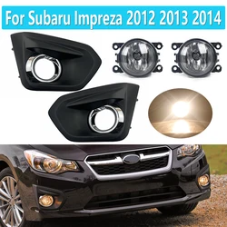 Car Front Bumper Fog Lamp For Subaru Impreza 2012-2014 Front Bumper Fog Light Lamp Bezel Cover W/ Chrome ABS Front Bumper Cover