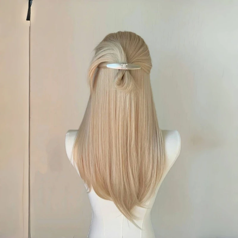 Off-Gold 24-inch Wig Long Straight Hair Synthetic Wig