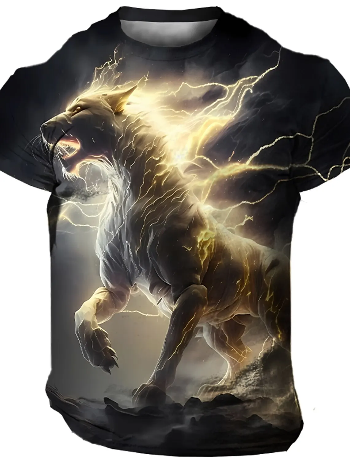 Mens T Shirt Tiger 3D Print T Shirt Harajuku Summer T Shirt O Neck Lightning Leopard Pattern Short Sleeve Top Oversized Clothing