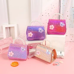 Bolsos de princesas con fragancia para niñas, carteras de mensajero de hombro portátil con perlas, de doble uso, para regalo