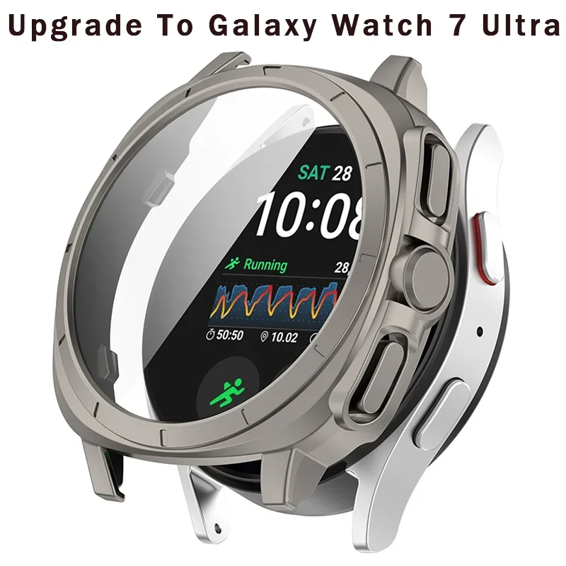 

Change to Galaxy Watch 7 Ultra Glass+Case for Samsung Galaxy Watch 7 44mm 40mm All-Around Protective Protector Cover Bumper