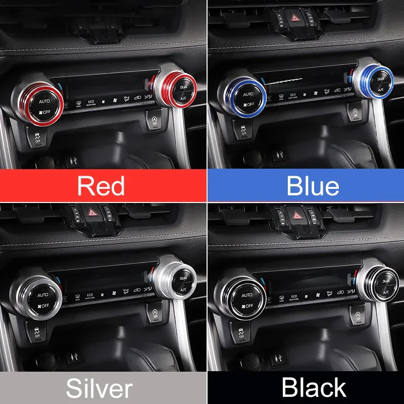 Car Air Condition Switch Knob Ring Cover Decoration For Toyota RAV4 XA50 2019 2020 2021 2022 2023 2024 RAV 4 Hybrid Accessories