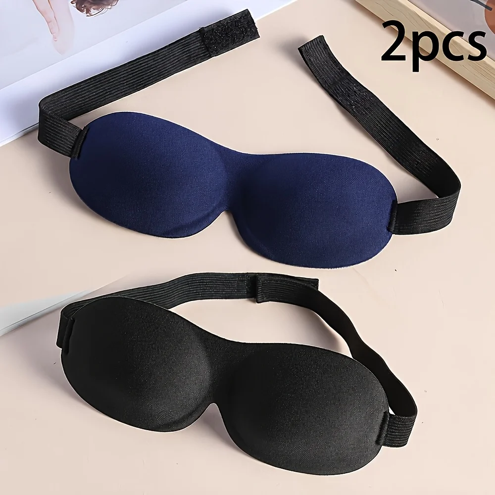 2Pcs 3D Eye Mask Black And Navy Blue Combination Adjustable Tightness Deep Eye Sockets To Block Light Without Nose Wing Design