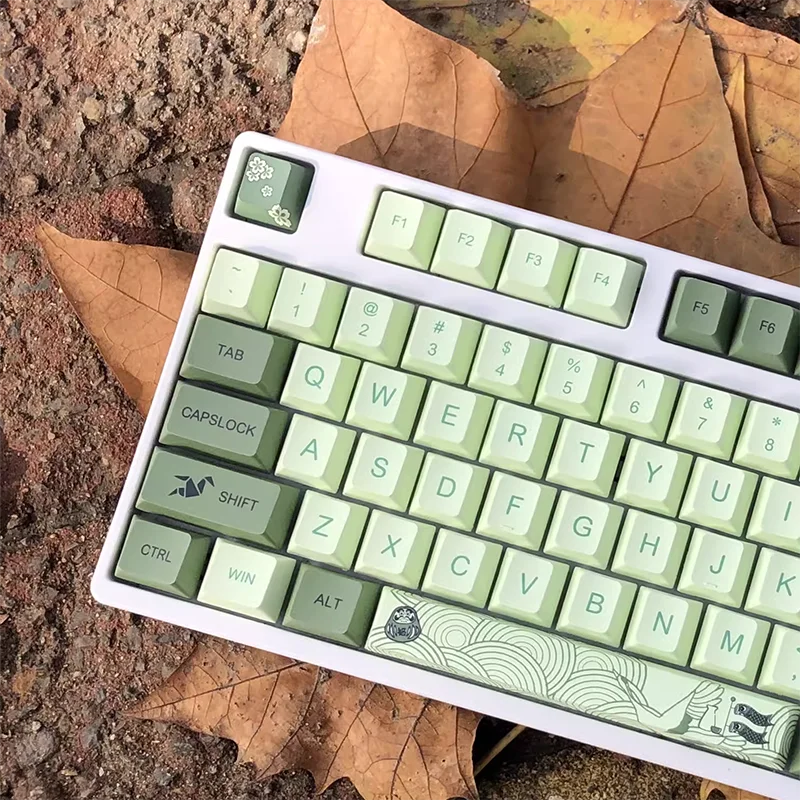 Imagem -02 - Teclado Mecânico Matcha Verde Keycaps Japoneses para Interruptor mx Perfil Cereja Keycap Pbt Dye Sub Key Cap Faça Você Mesmo 127 Chaves