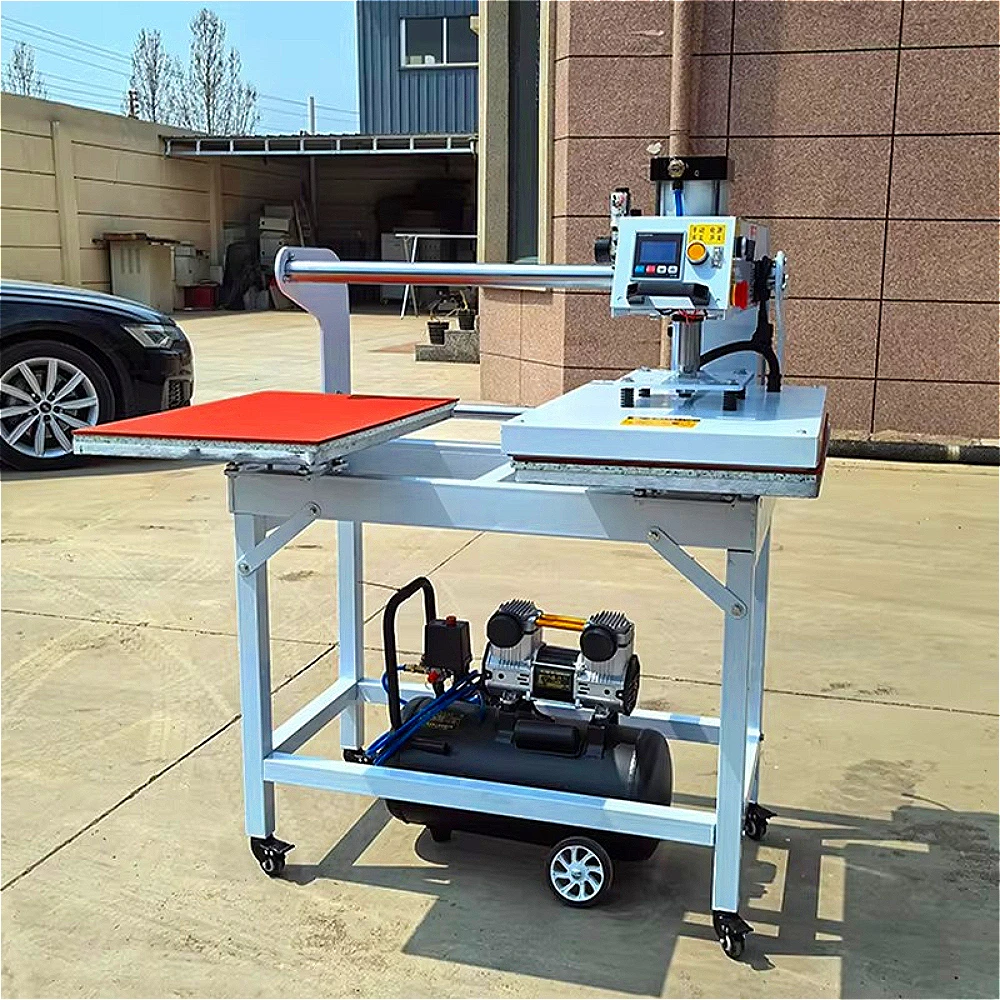 Semi Auto Heat Transfer Machine Double StationHeat Press Pneumatic T-Shirt Fabric Clothes Flatbed Electric Transfer Machine