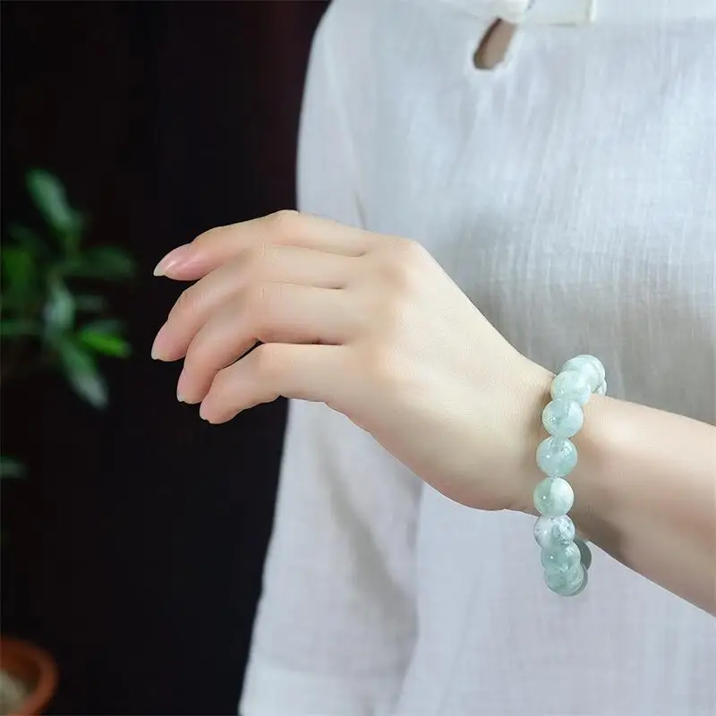 

13MM Natural Feather Fluorite Quartz Bead Bracelet Crystal Yoga Reiki Healing Fengshui Stretch Female Holiday Gift 1PCS