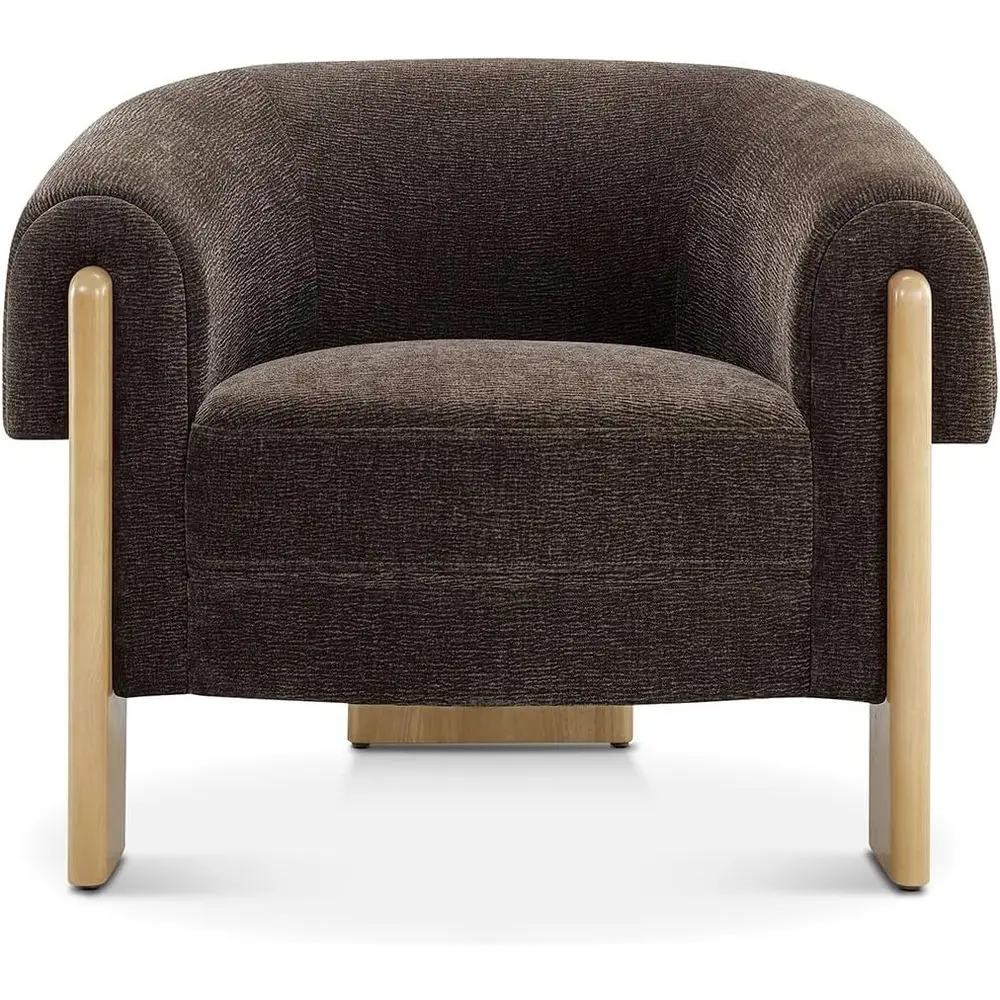 

Velvet-Covered Accent Chair with Solid Wood Legs, Comfortable Lounge or Living Room Furniture