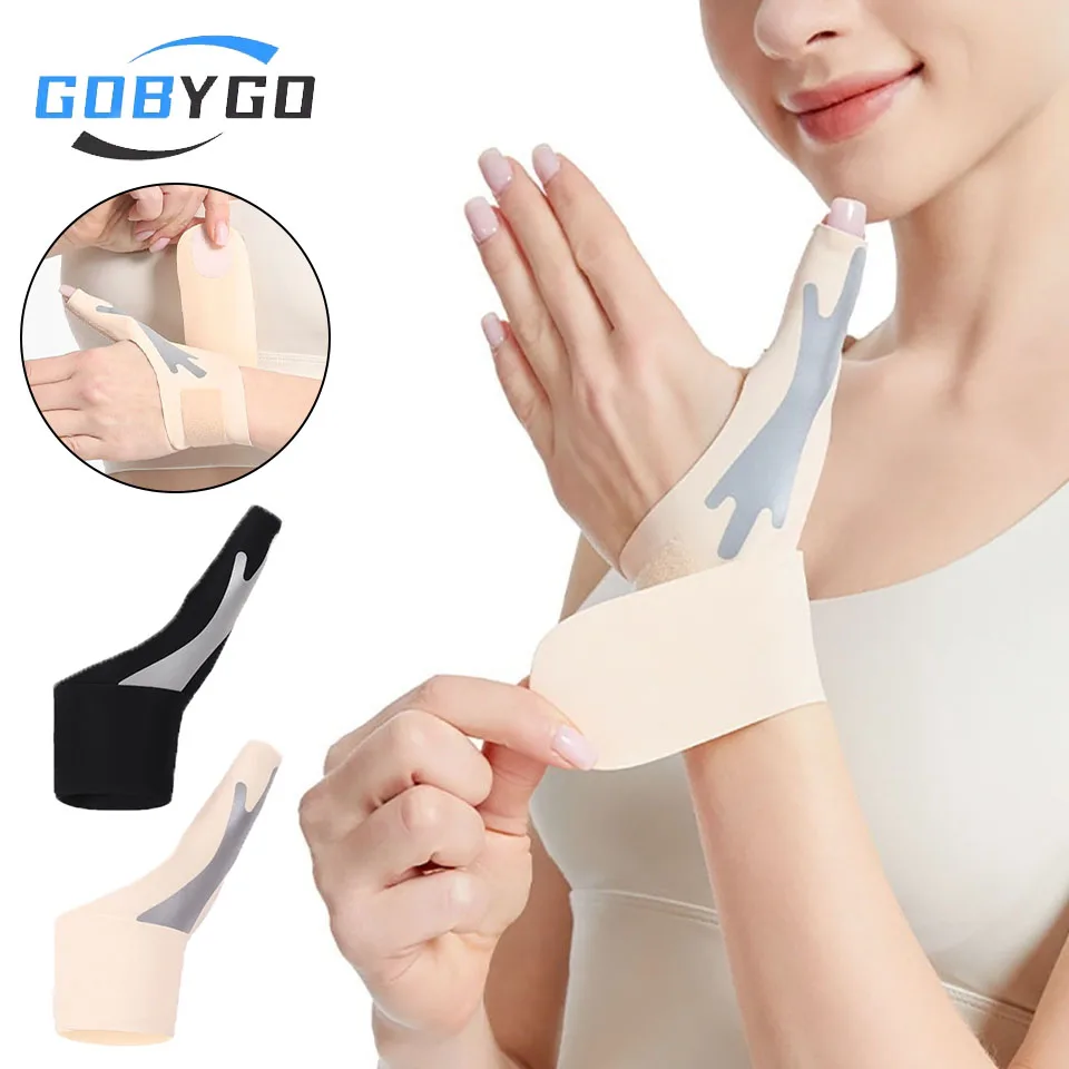 

GOBYGO 1Pcs Thumb Wrist Guard Slat Print Light Thin Breathable Sprained Wrist And Finger Tendon Sheath Protective Gear Men Women