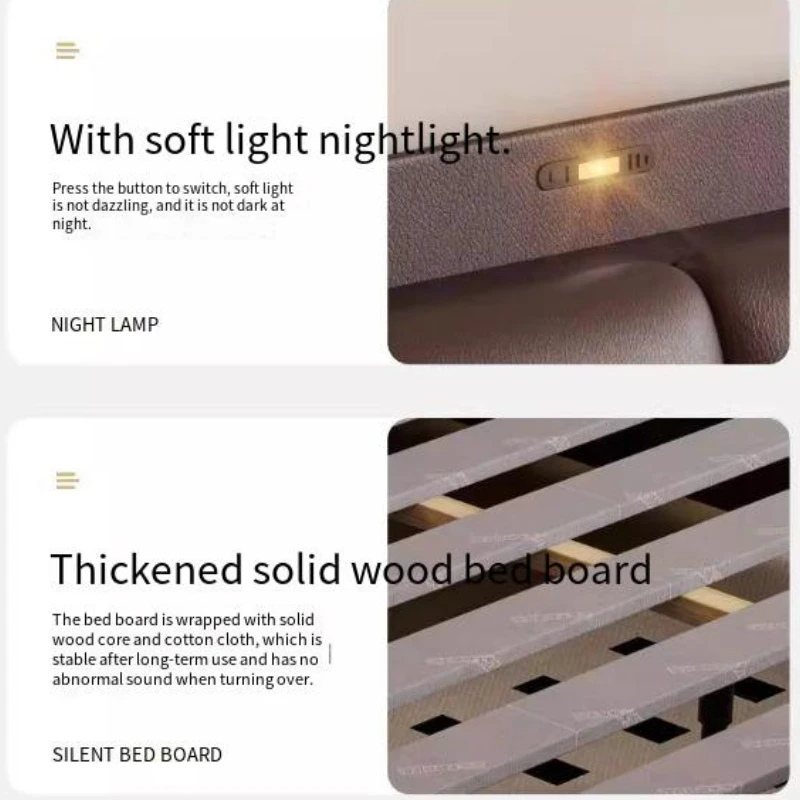 200x220 سنتيمتر الجلود سرير مزدوج الملك الحجم الإطار الملكة سرير مزدوج فاخر متعدد الوظائف سرير الزفاف درج خشبي أثاث غرفة نوم #6