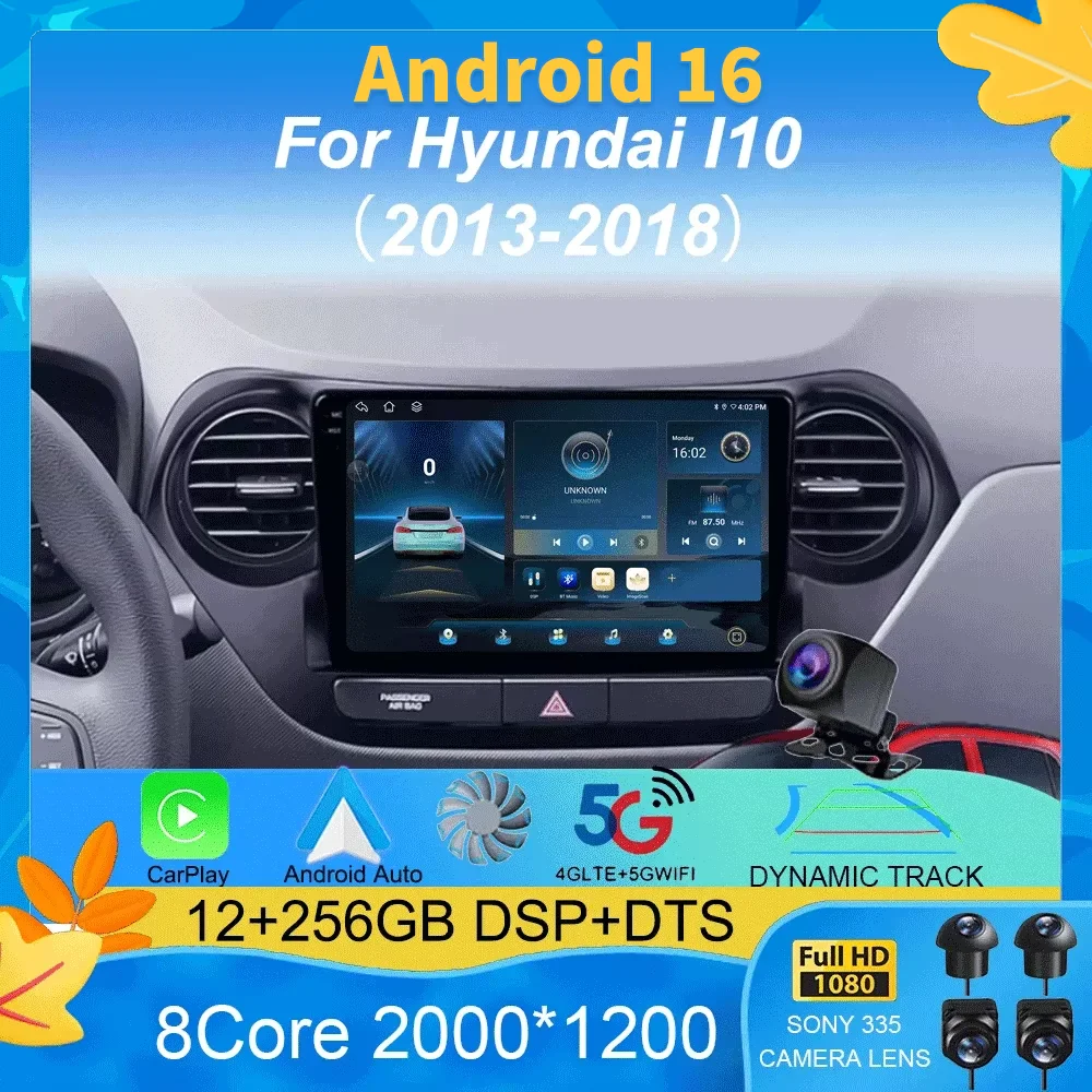 

Android 16 Carplay Auto Multimedia Player For Hyundai I10 2013 - 2018 Navigation Car RadioAutoradio GPS Stereo 2din Head Unit
