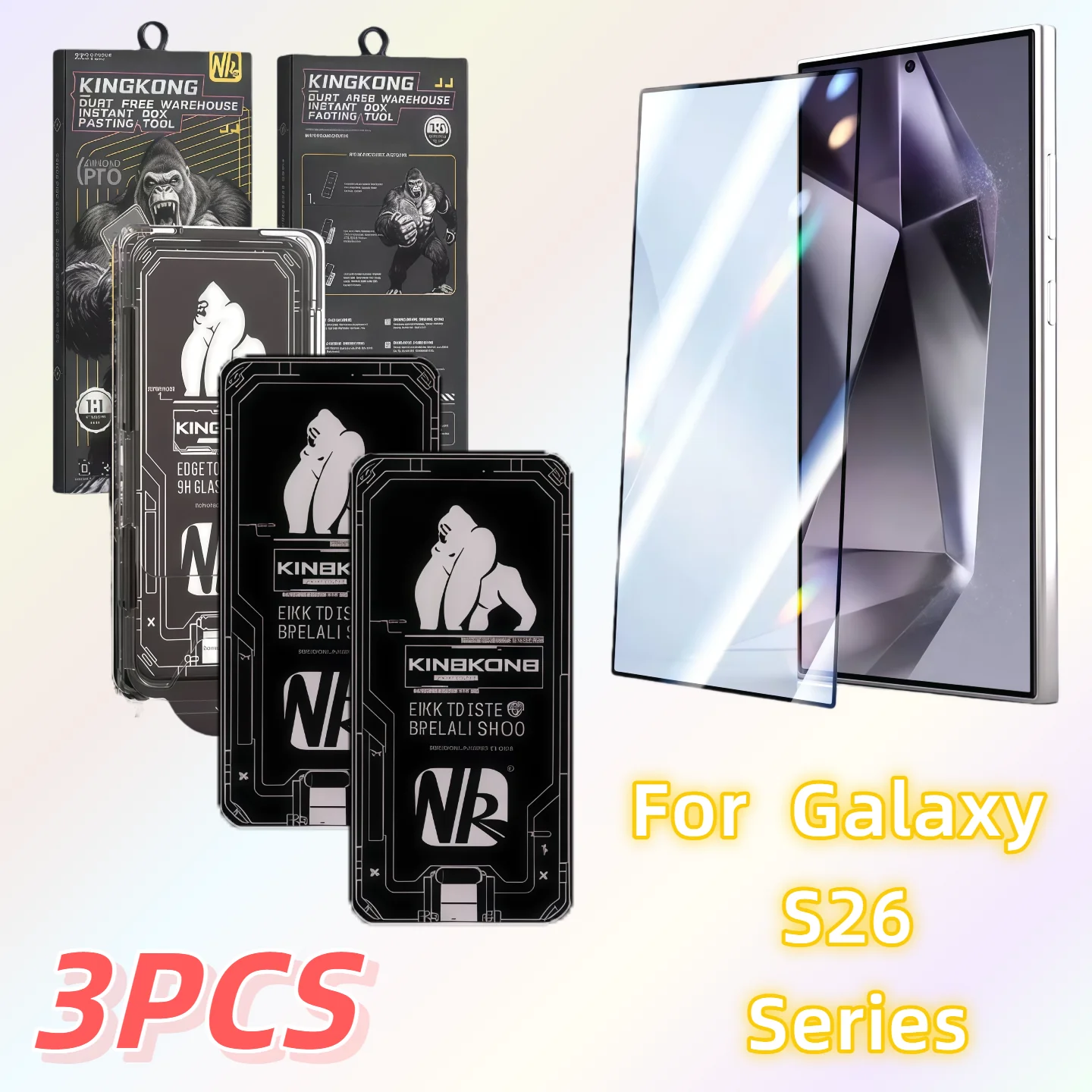 

3-Pack Screen Protector for Galaxy S26/S26 Plus/S26 Ultra, 9H Hardness HD Tempered Glass, Compatible with Chimpanzee