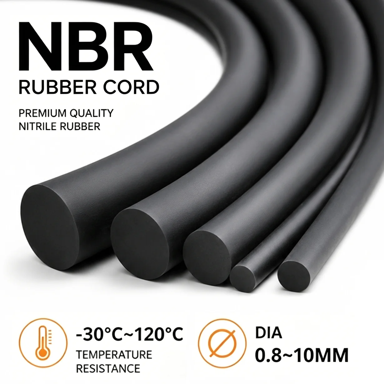 black NBR black rubber strip sealing Dia 0.8~10mm  Barrier/dustproof/oil resistant/door and window leak proof sealing tape