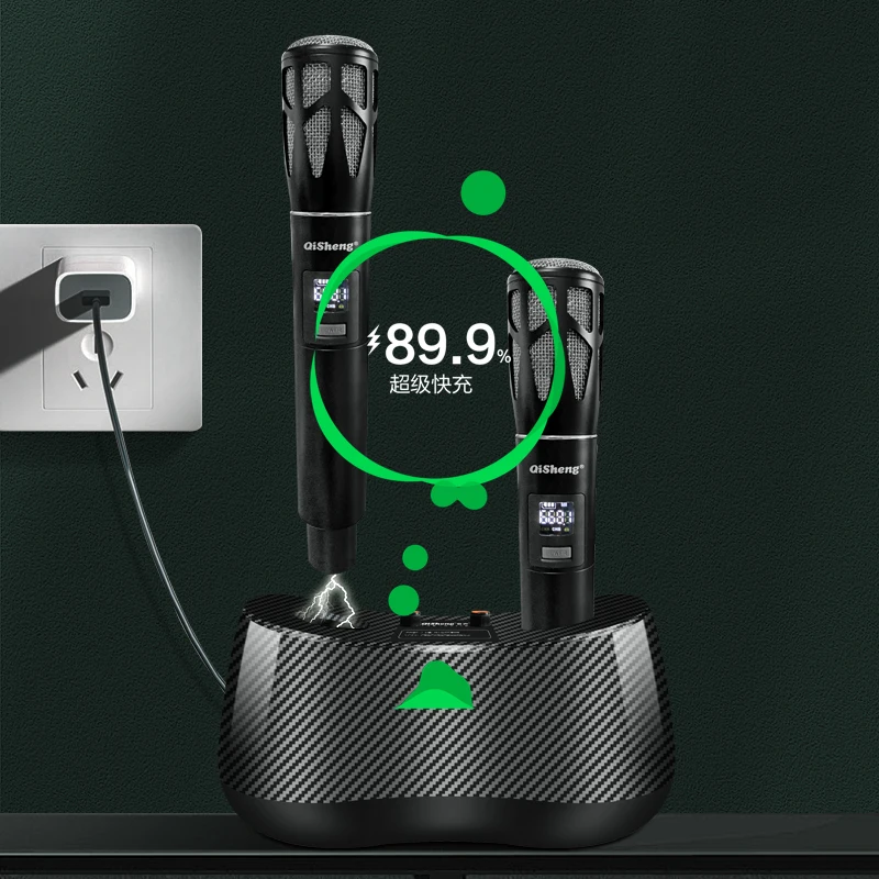 wireless microphone one to two magnetic charging home Karaoke professional KTV conference U-segment microphone