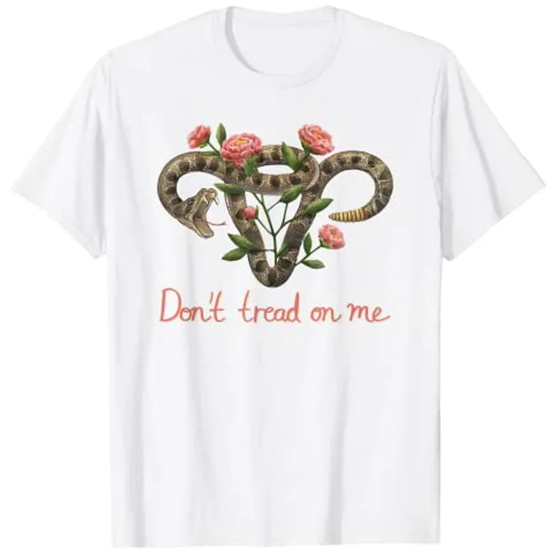 Don’t Tread on Me Uterus Womens T-Shirt Funny Tops for Woman Girl High Quality Loose Soft Creative Short Sleeve Breathable Tees