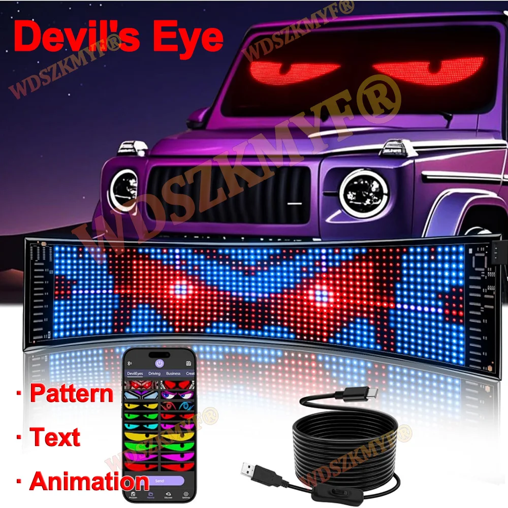 

Plus Demon Eyes Автомобильное светодиодное приложение Светодиодная матричная пиксельная панель Ночник DIY Программируемый гибкий светодиодный дисплей для автомобиля Грузовик Аксессуары