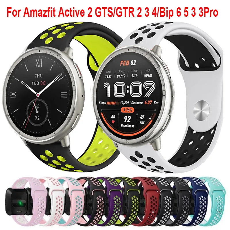 22 مللي متر 20 مللي متر سيليكون حزام ل Amazfit نشط 2 الرياضة الفرقة ل Amazfit GTS4 3/GTR 2 3 4 الفهد جولة/برو سوار Bip 6 5 3 3Pro