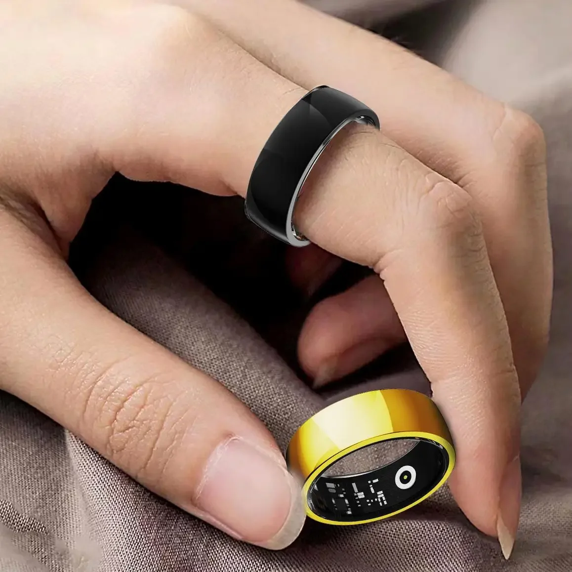 

Smart Ring with Blood Oxygen & Heart Rate Monitor Sleep Tracker Remote Control Camera And Multiple Exercise Modes for Real-Time