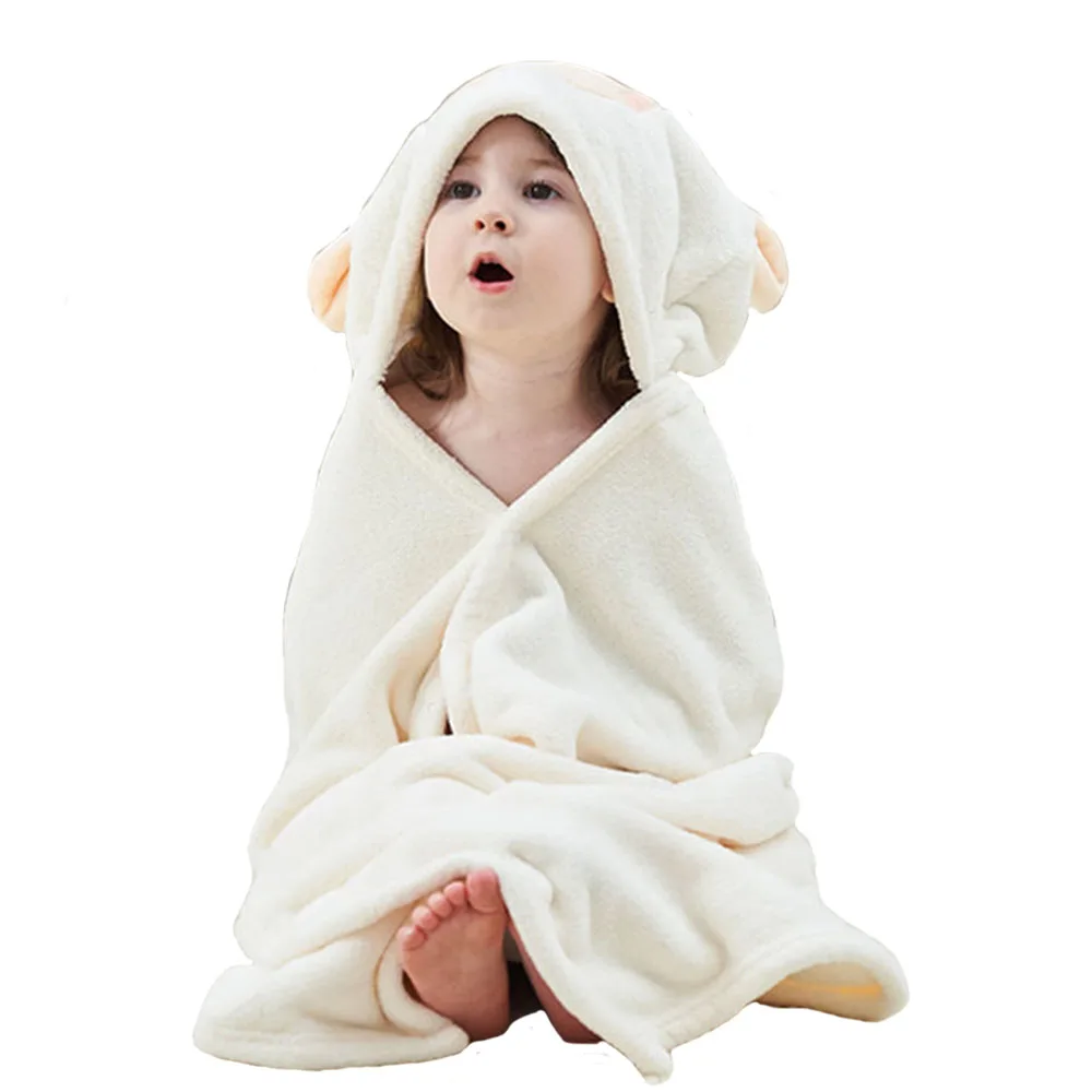 Baby Bathrobe Flannel Cloak Cartoon Boy Girl Ultra-Soft Hooded Cover-Up Spa Velvet Robe Bath Pool Towel Baby Shower Gift