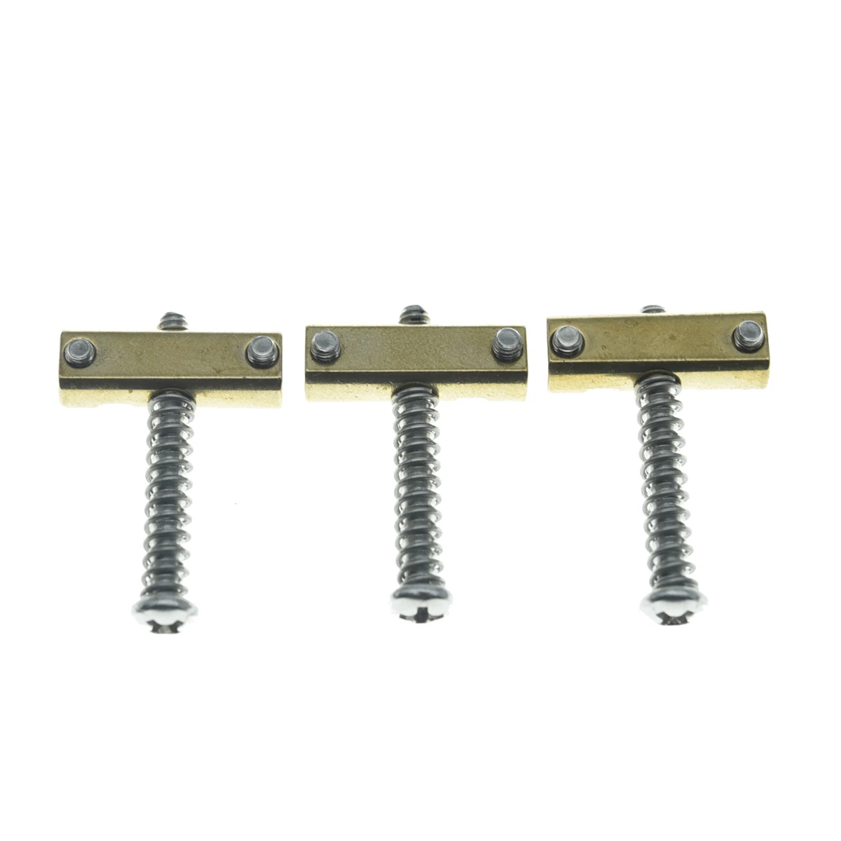 Dopro Set of 3 Brass Compensated Saddles Barrel Style Brass Bridge Saddles for Vintage 52/62 Tele/Telecaster Bridges