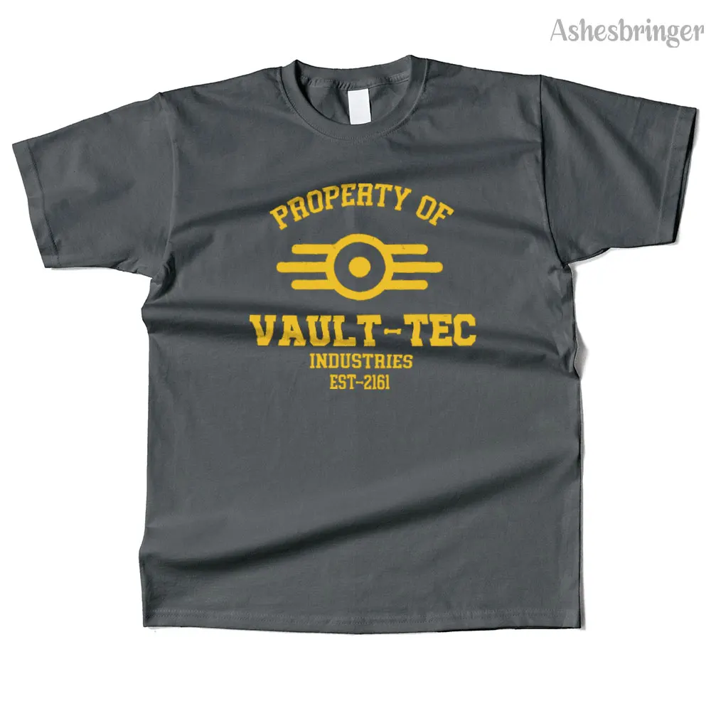 T-shirt graphique en coton pour hommes et femmes, propriété de Vault Tec, Style décontracté de rue