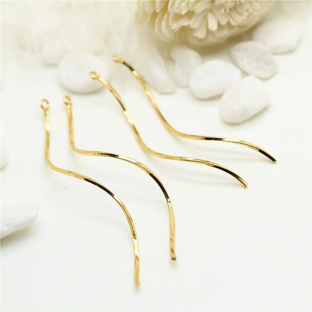 

20pcs/ Bag Fashion copper plated 14K gold curved wavy ear wire DIY women's ear jewelry making accessories