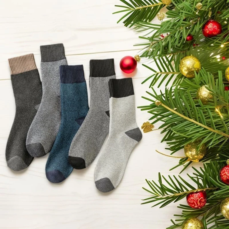 Apilen 5 Paar Winter Männer Socken Geschäft neue klassische thermische warme verdickte Retro Schnee Casual Socken