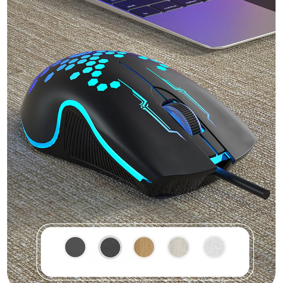 Mute Wired Gaming Mouse 1000 DPI Optical 3 Button USB Mouse With RGB BackLight Mute Mice for Desktop Laptop Computer Gamer Mouse