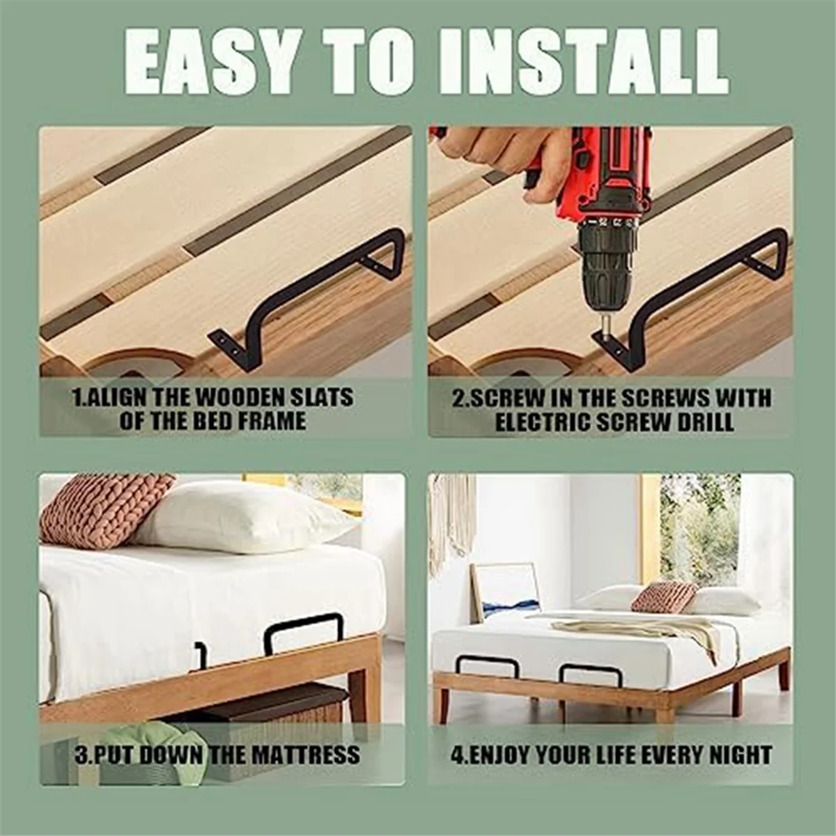 A44T2Pcs سدادة منزلق للمرتبة، قضيب تثبيت المراتب المعدنية للأسرّة القابلة للتعديل، يحافظ على المرتبة من الانزلاق #2