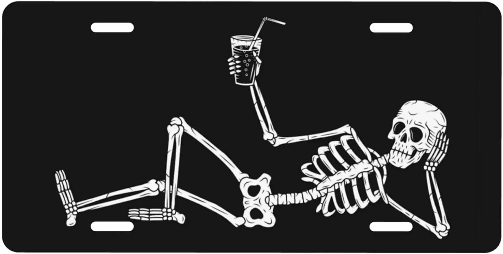 Odpoczynek szkielet z koktajlową osłoną tablicy rejestracyjnej samochodu na przód samochodu Trwała metalowa aluminiowa tablica rejestracyjna dla kobiet mężczyzn 6 x 12 cali
