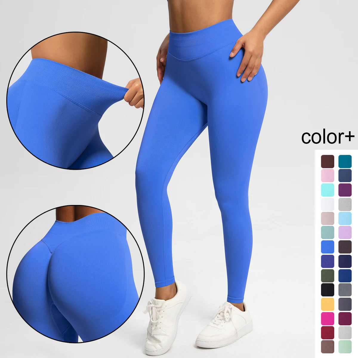 

Бесшовные однотонные штаны для йоги с высокой талией для женщин, персиковые ягодицы, пуш-ап, тренажерный зал, фитнес, спортивные узкие брюки, эластичные обнаженные брюки