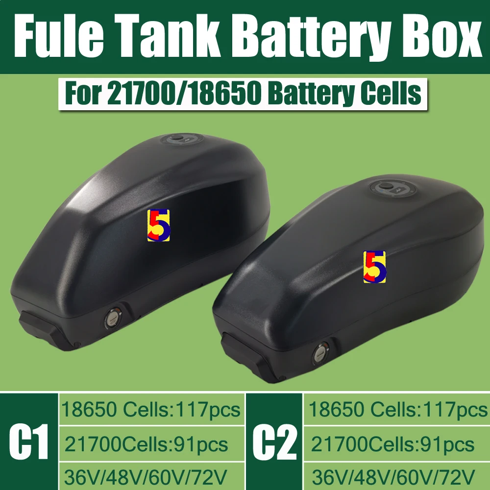 Ebike Fule Tank Battery Box Empty Battery Case 36V/48V/60V/72V 21700/18650 Holder/Ebike Shanshan Canon Battery Case 6pins Plug