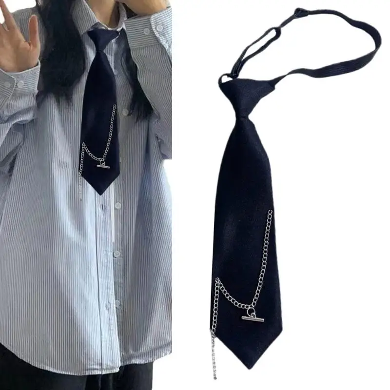 

652F Professional Pre Tied Metal Chain Necktie Women and Girls Suitable for Business Conferences and Office