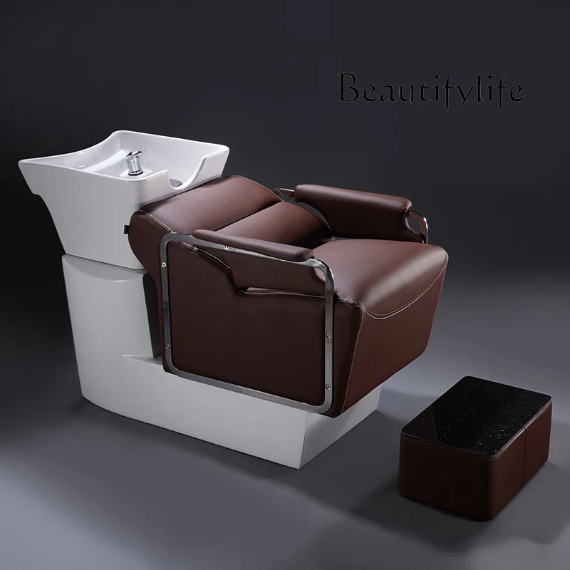 

Fiberglass Shampoo Bed Barber Shop Hair Salon Massage Flush Bed Shampoo Bed Nordic Light Luxury Body