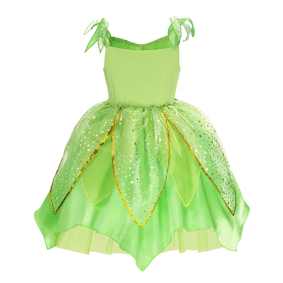 Disney Girls Tinker Bell Dress Dress Up Kids Princess Dress Halloween Cosplay Princess Flower Fairy Costume Party Tinkerbell