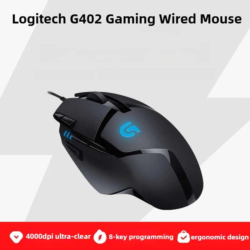 ماوس ألعاب لوجيتك G402، كلاسيكي تاتش كينج، مع إضاءة RGB ملونة لتتبع دقيق واستجابة سريعة