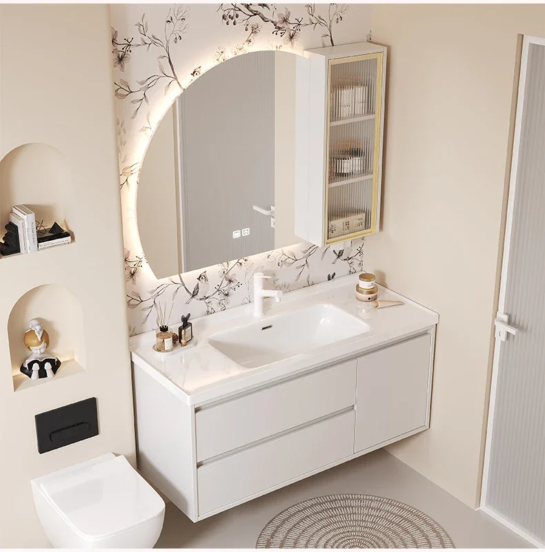 Solid Wood Toilet Bathroom Cabinets Vintage Drawer Vanity Storage Bathroom Cabinets Mirrors Makeup Mobiletto Bagno Furniture