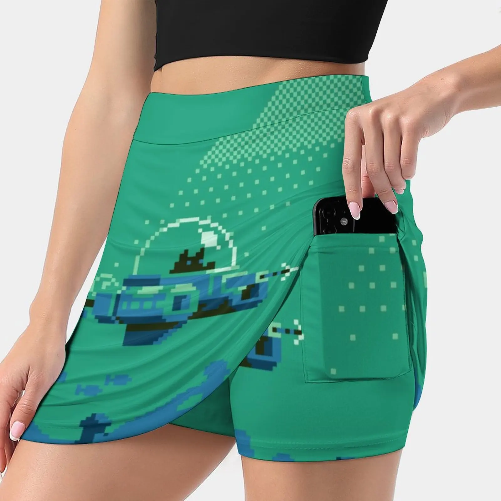 

Cat Fishin' Summer Women'Sshorts Skirt 2 In 1 Fitness Yoga Skirt Tennis Skirts Pixelart Pixel Art Cats Ocean Raymond Schlitter