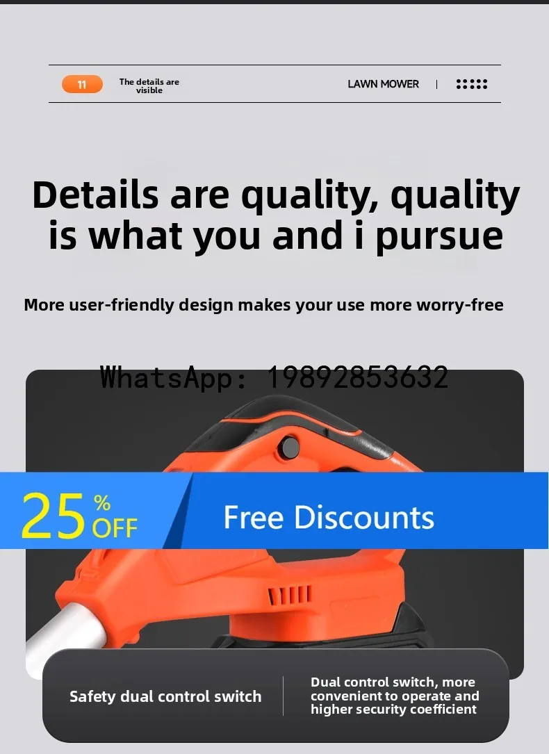 

B1 Electric Lawn Mower Small Household Weed Rechargeable Lawn Trimmer Lithium Battery Multi-Function Grass Cutter Magic Tool