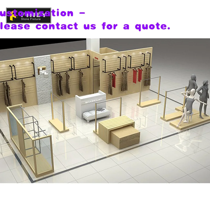 custom.Fashion Clothes Kiosk Layout Decoration Design Customized Wood Mall Retail Kiosk Shelves