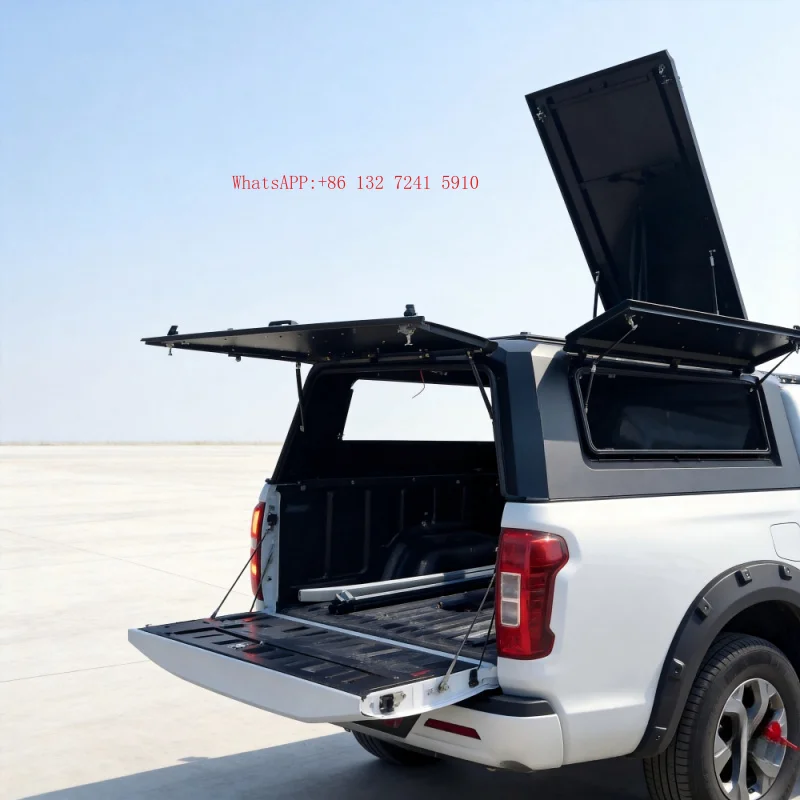 Pickup Truck 4-Door High Top Cap Manganese Steel Canopy with Anti-Shatter Windows Fit view 2
