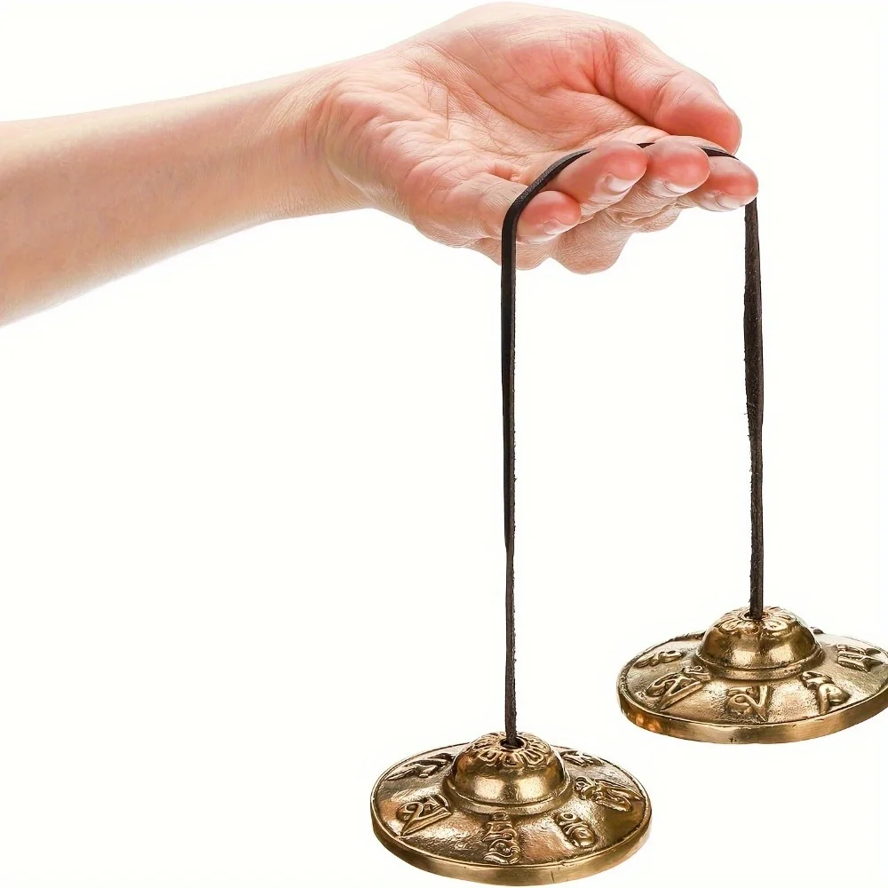 Cymbales Tingsha de méditation : Cymbales Tingsha tibétaines en bronze fabriquées à la main |   Ensemble de cloches de méditation pour la pleine conscience, la guérison des chakras, R