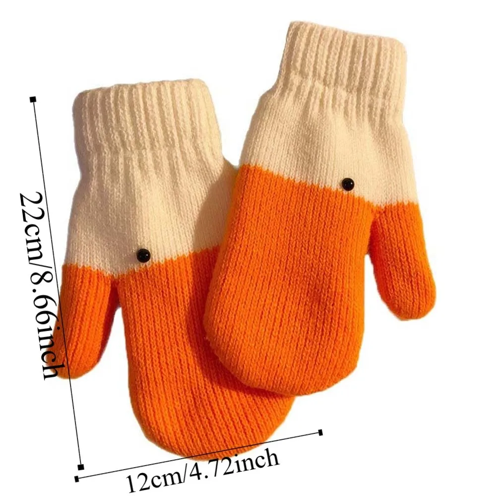 أزياء البرتقال الكرتون أوزة قفازات يندبروف سميكة الشتاء قفازات محبوكة دفئا البوليستر مكافحة البرد القفازات زوجين #6