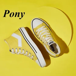 PONY High-top Sneakers Canvas Shoes Spring Summer Autumn Lovers Pure Color Small Fresh Shock Absorption Comfortable High Quality