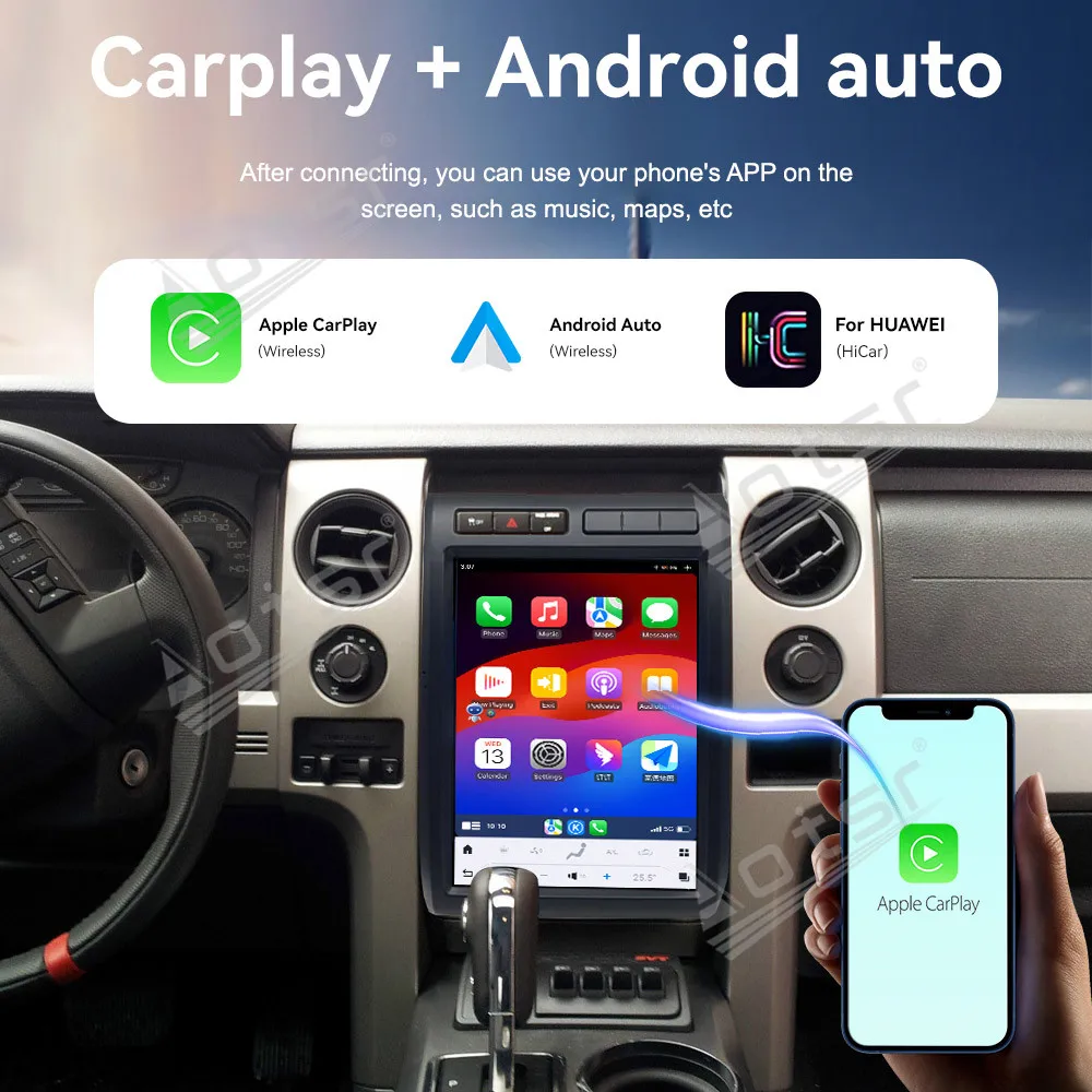 12.1 Inch CarPlay QLED Car Radio Android 13 For Ford F150 2009-2012 GPS Navigation Stereo Multimedia Player Recorder Head Unit