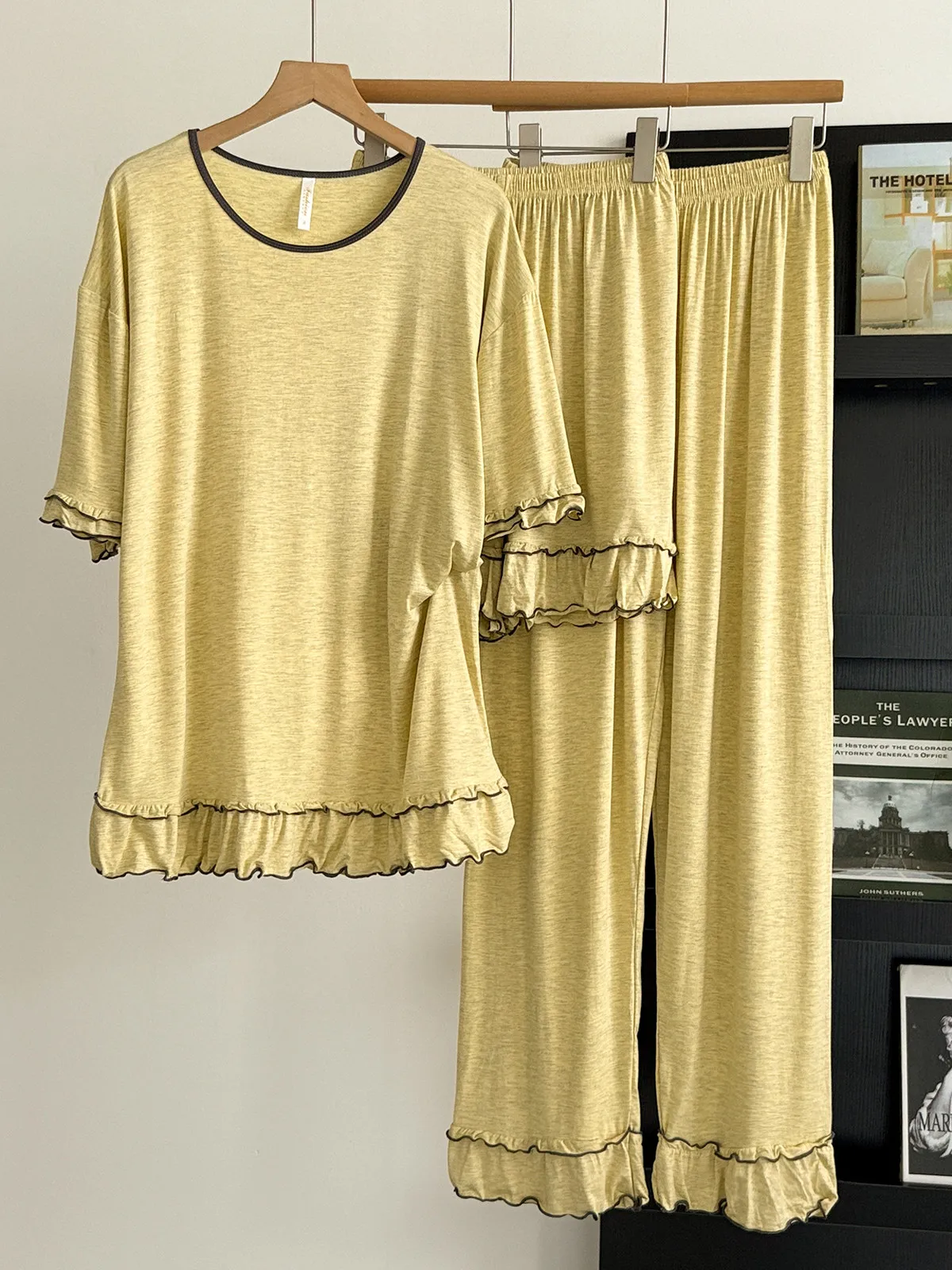 

Yellow Summer Sleepwear Women's Short Sleeve round Neck Casual Modal Cotton Comfortable Home Clothes Outdoor Wearable Nightgown